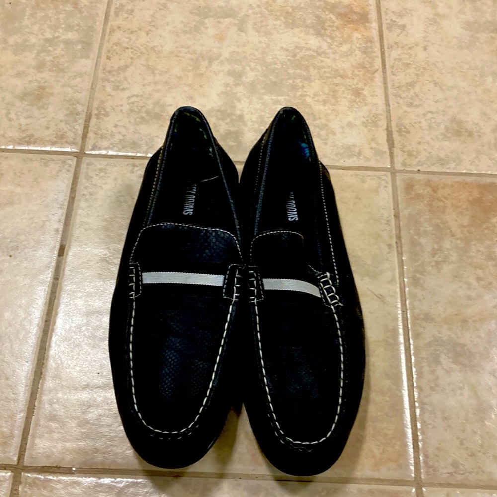 Mens Driving Shoe Stacy Adams Black White 11 m man made uppers leather linings